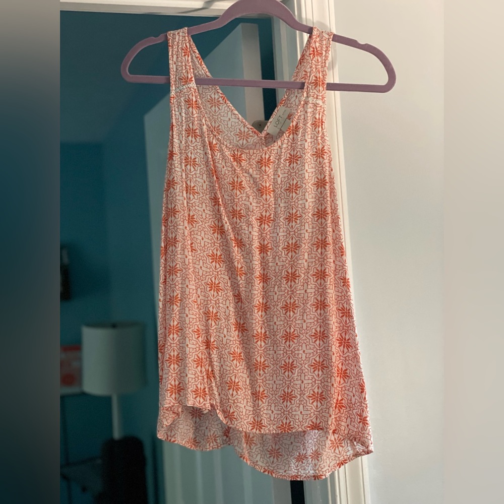 Loft large petite tank top with layered split back